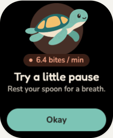 Apple Watch showing a gentle nudge: try a little pause